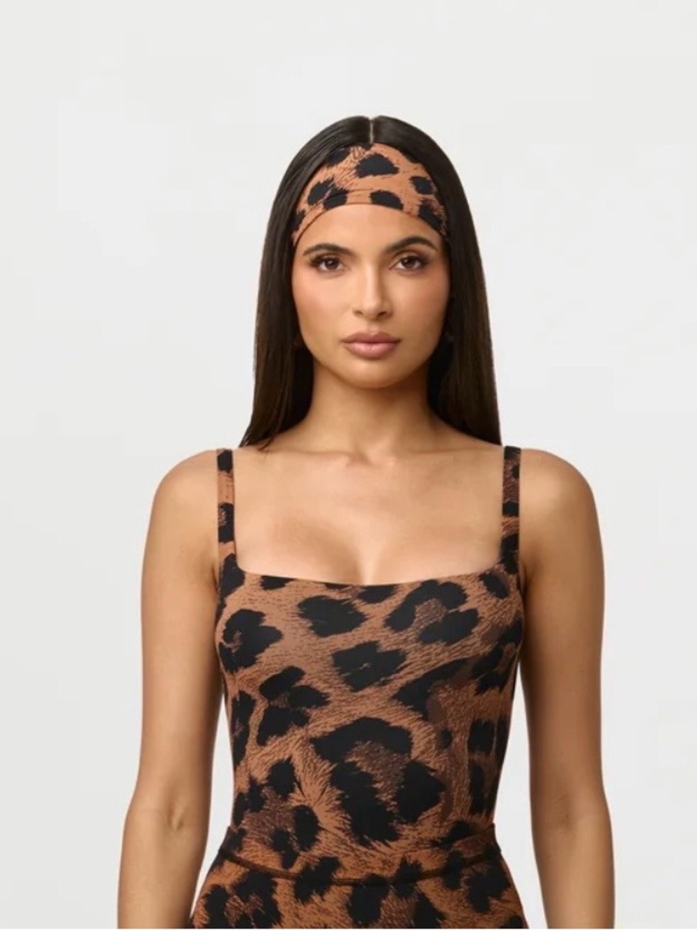 Naked Wardrobe Leopard Print Bodysuit Brown & Black